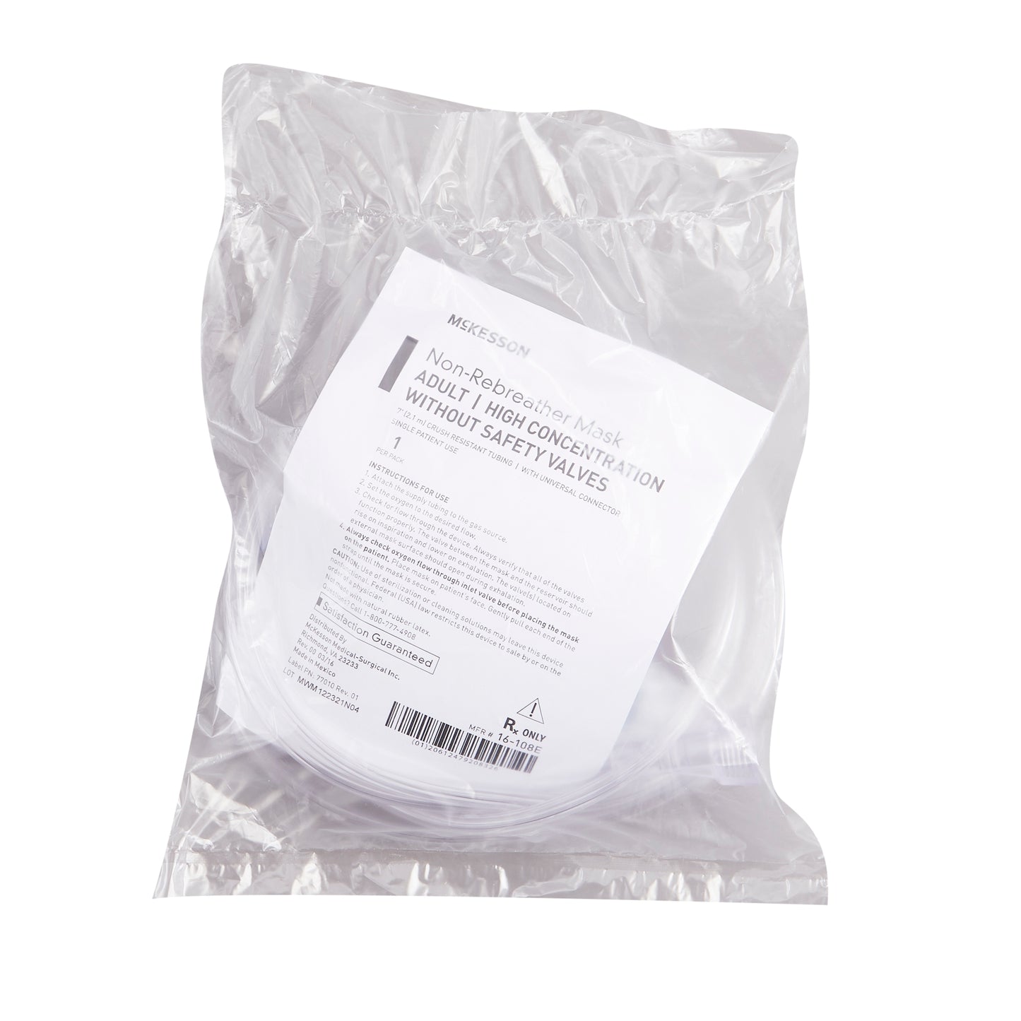 Mask, Oxy Non-Rebreather Hi Conc Univ Conn 7'tu Adlt (50/cs)