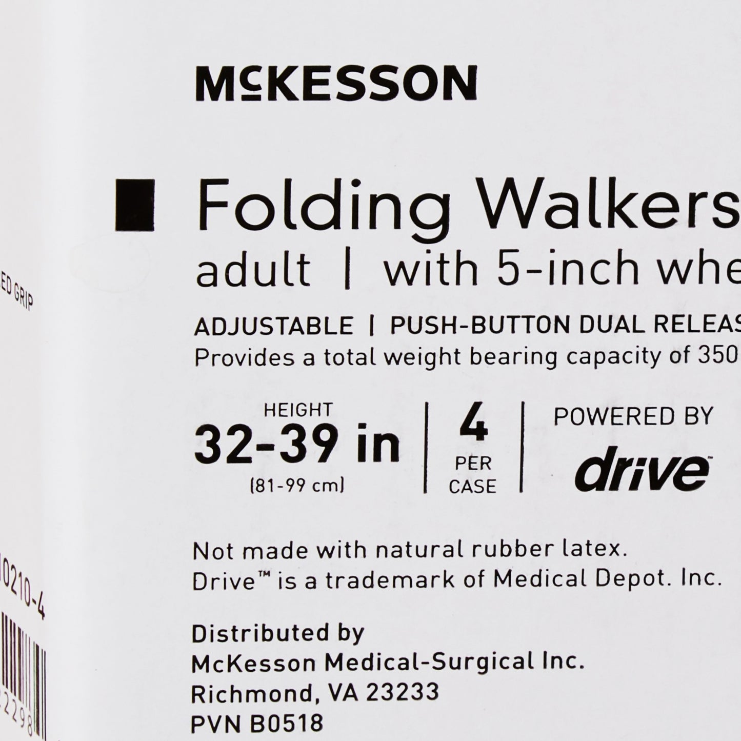 Walker, Fld Alum W/5" Whls Adlt 350lbs (4/cs)