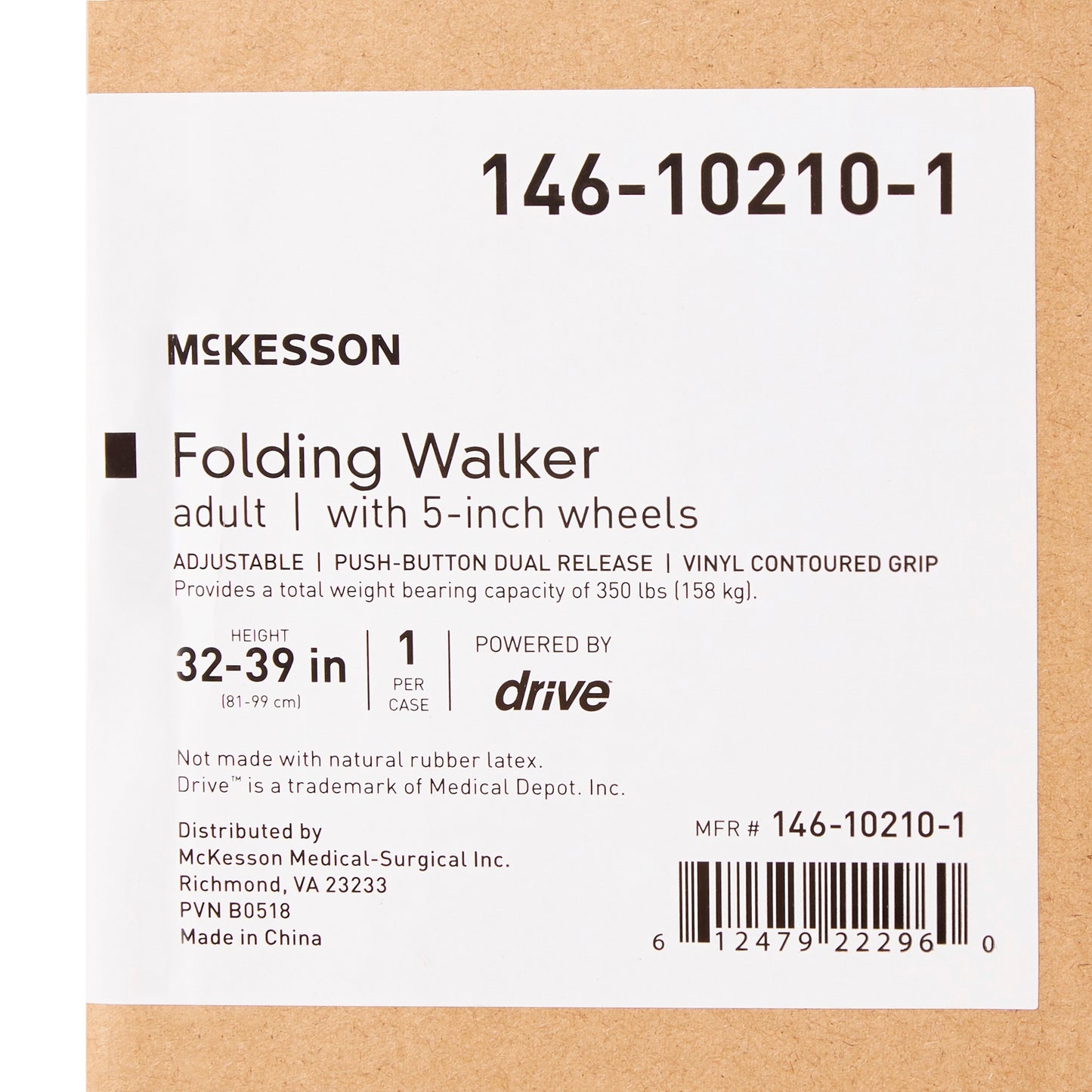 Walker, Folding Alum W/wheels Adlt 350lb