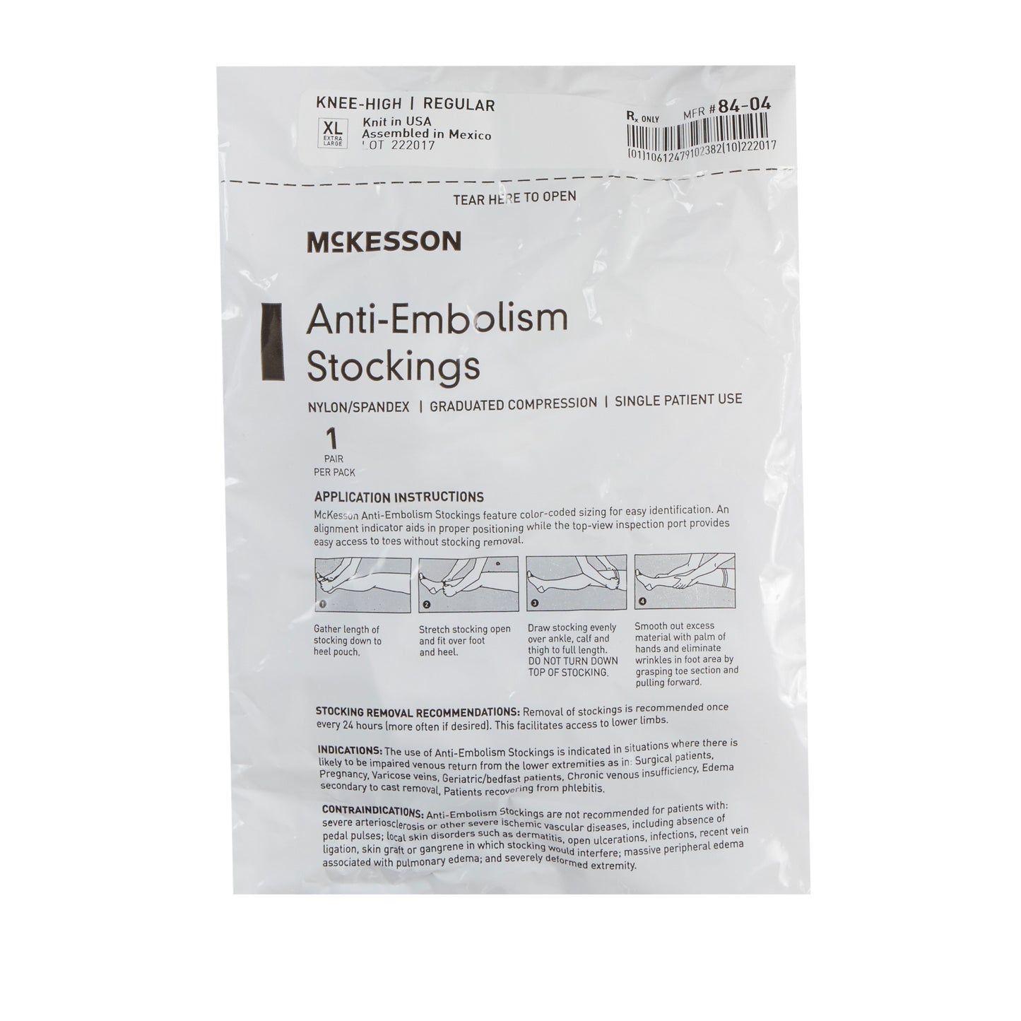 Stocking, Anti-Embolism Reg Knee Xlg Rx Only