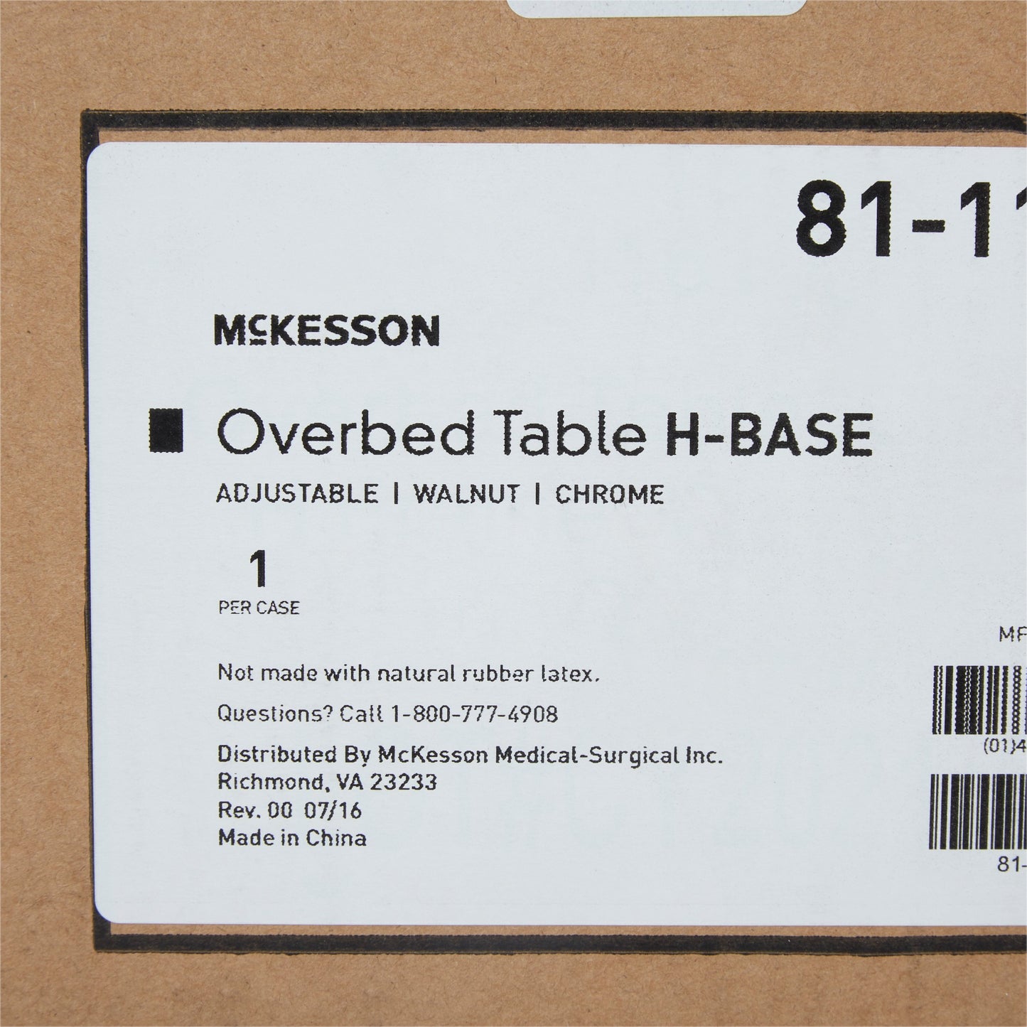 Table, Overbed H-Base Walnut Chrome